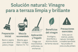 Cómo limpiar el suelo de la terraza con vinagre infografia